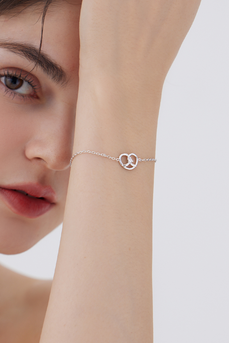 鑲鑽蝴蝶餅手鍊(銀)