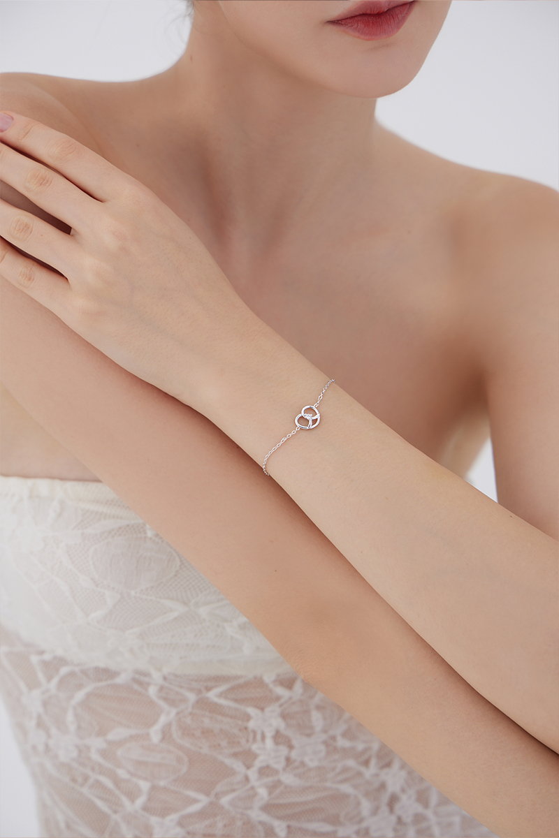 鑲鑽蝴蝶餅手鍊(銀)