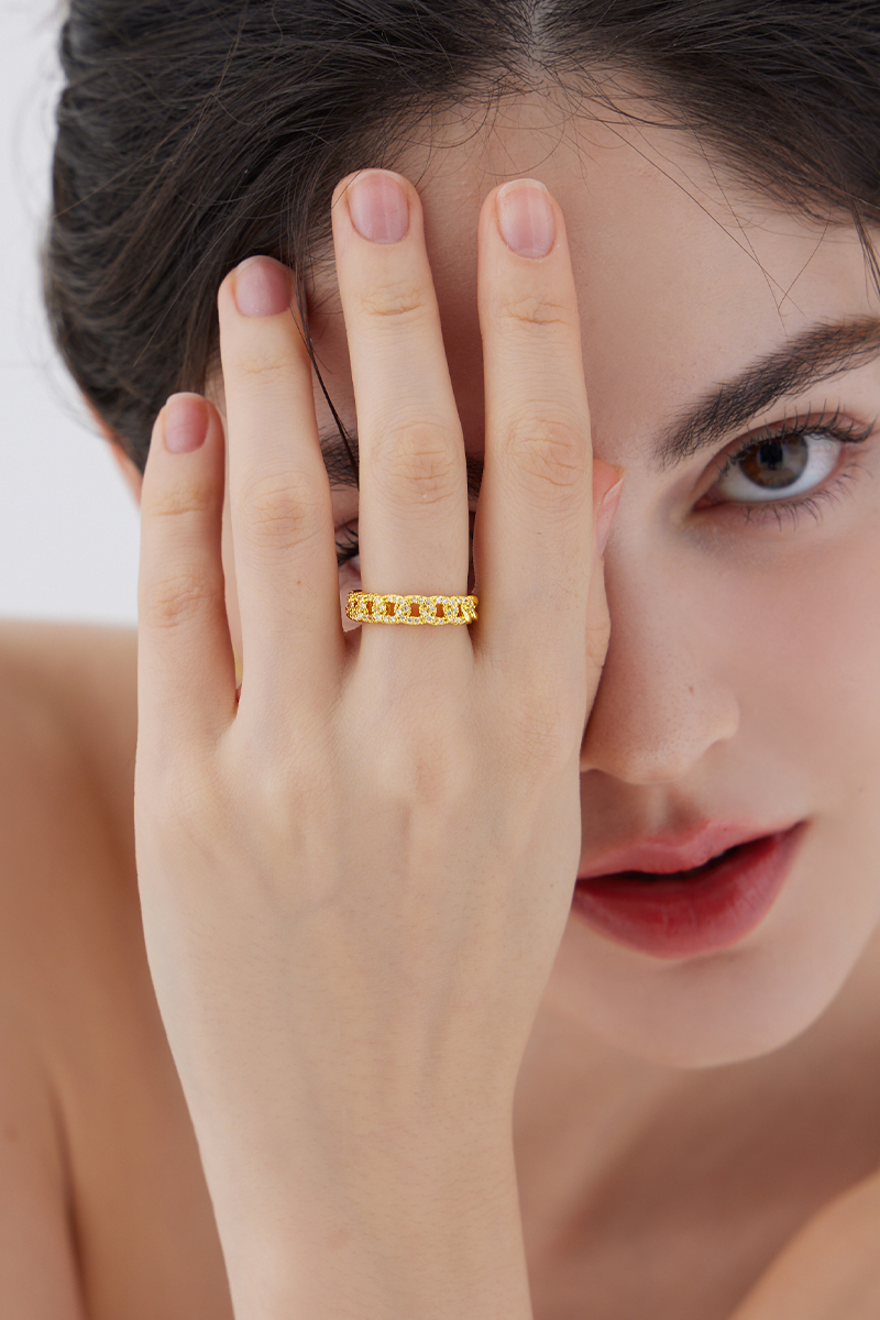 閃耀麻花可調式戒指(金)