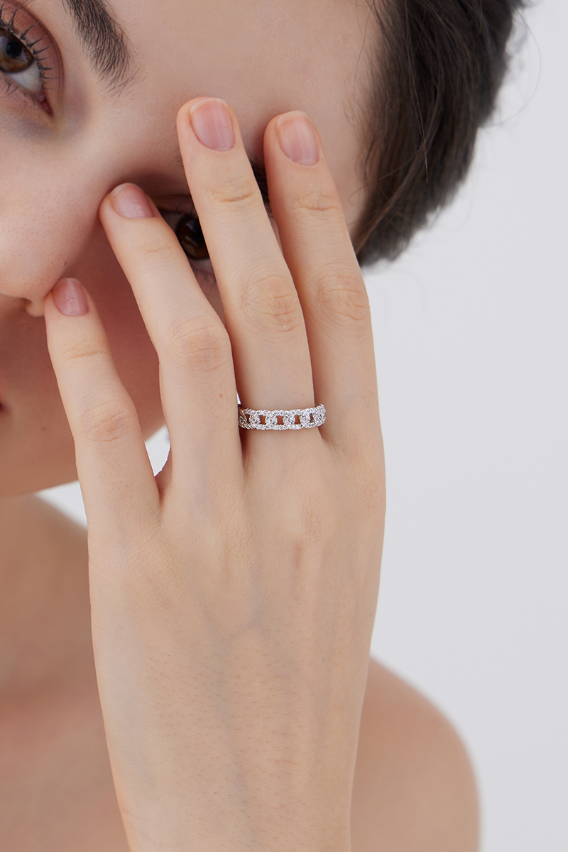 閃耀麻花可調式戒指(銀)