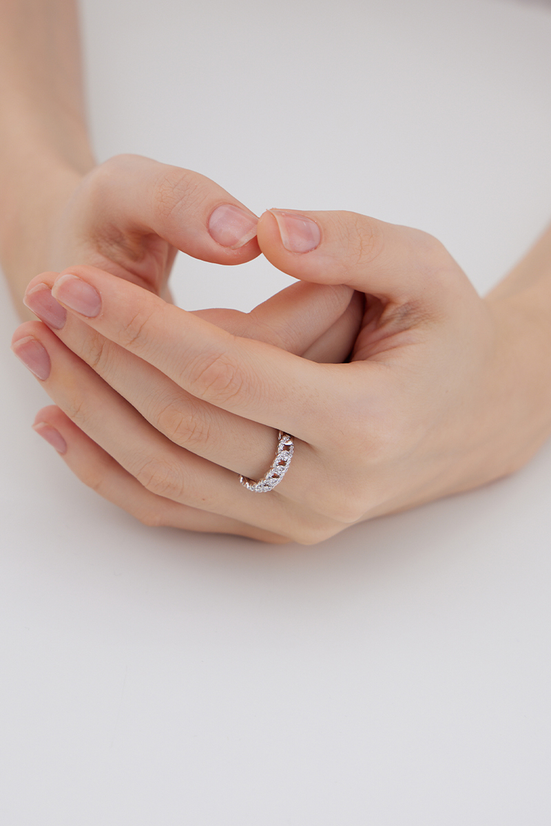 閃耀麻花可調式戒指(銀)