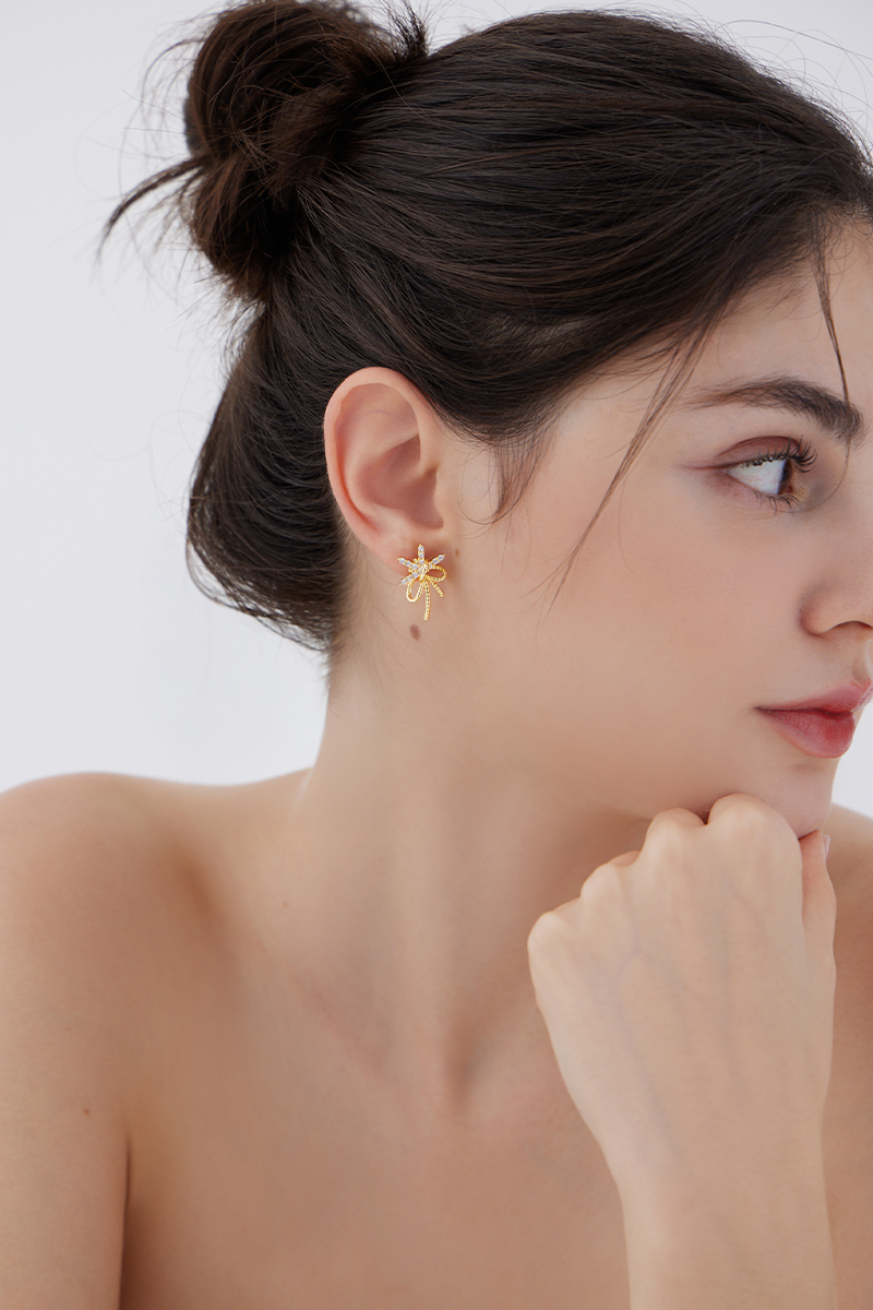鋯石星星。針式耳環