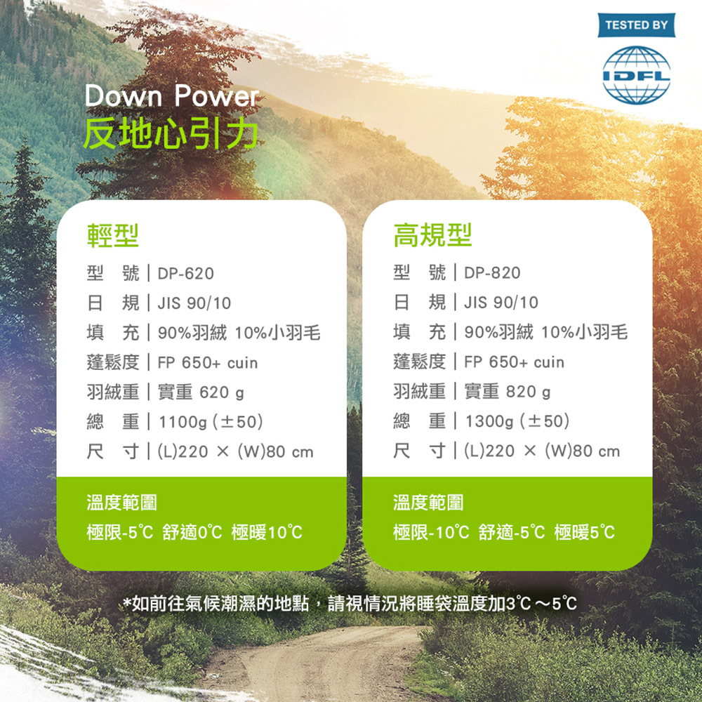 DOWＮ POWER 反地心引力羽絨睡袋