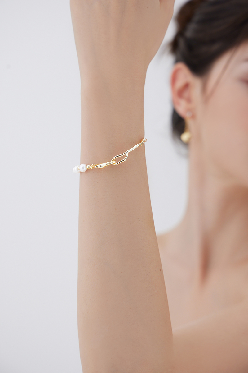 簡約金屬珍珠手鍊(金)