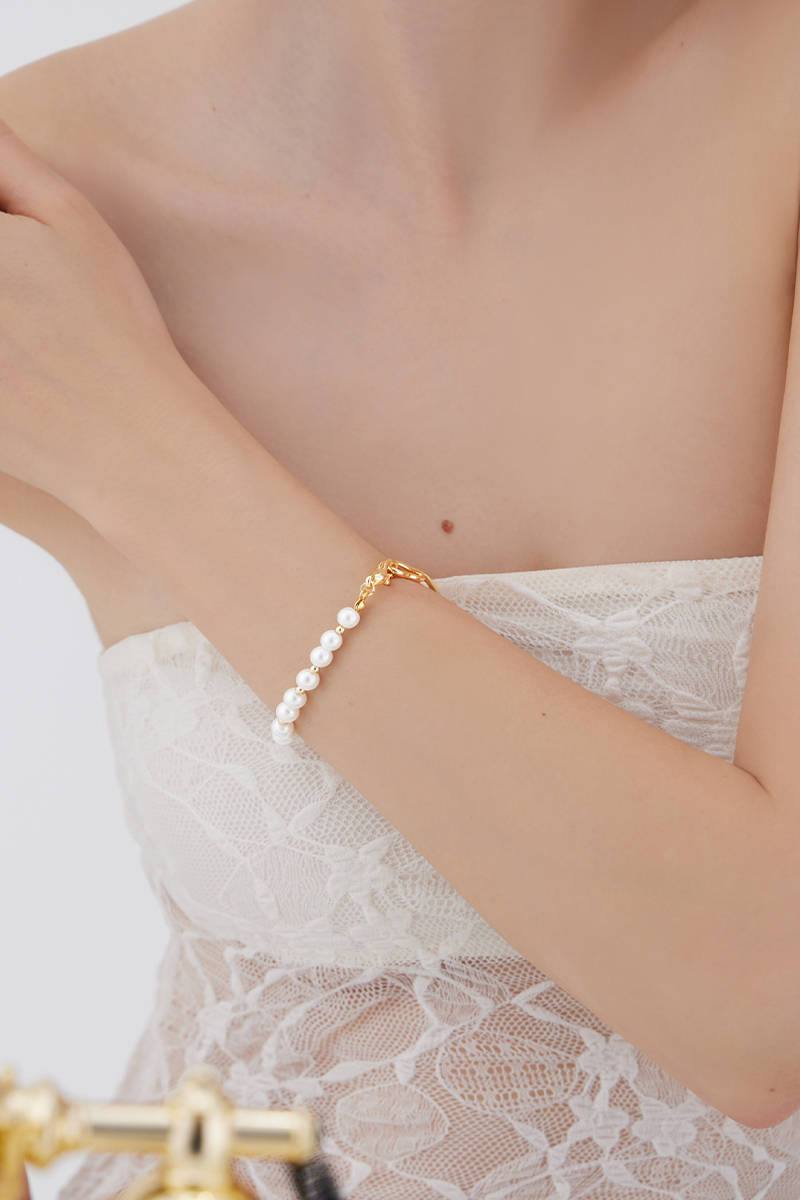 簡約金屬珍珠手鍊(金)