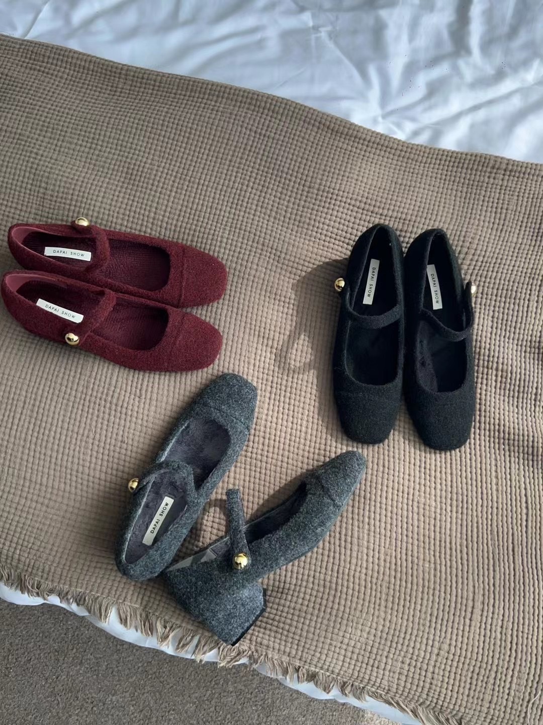 氣質毛呢瑪莉珍鞋