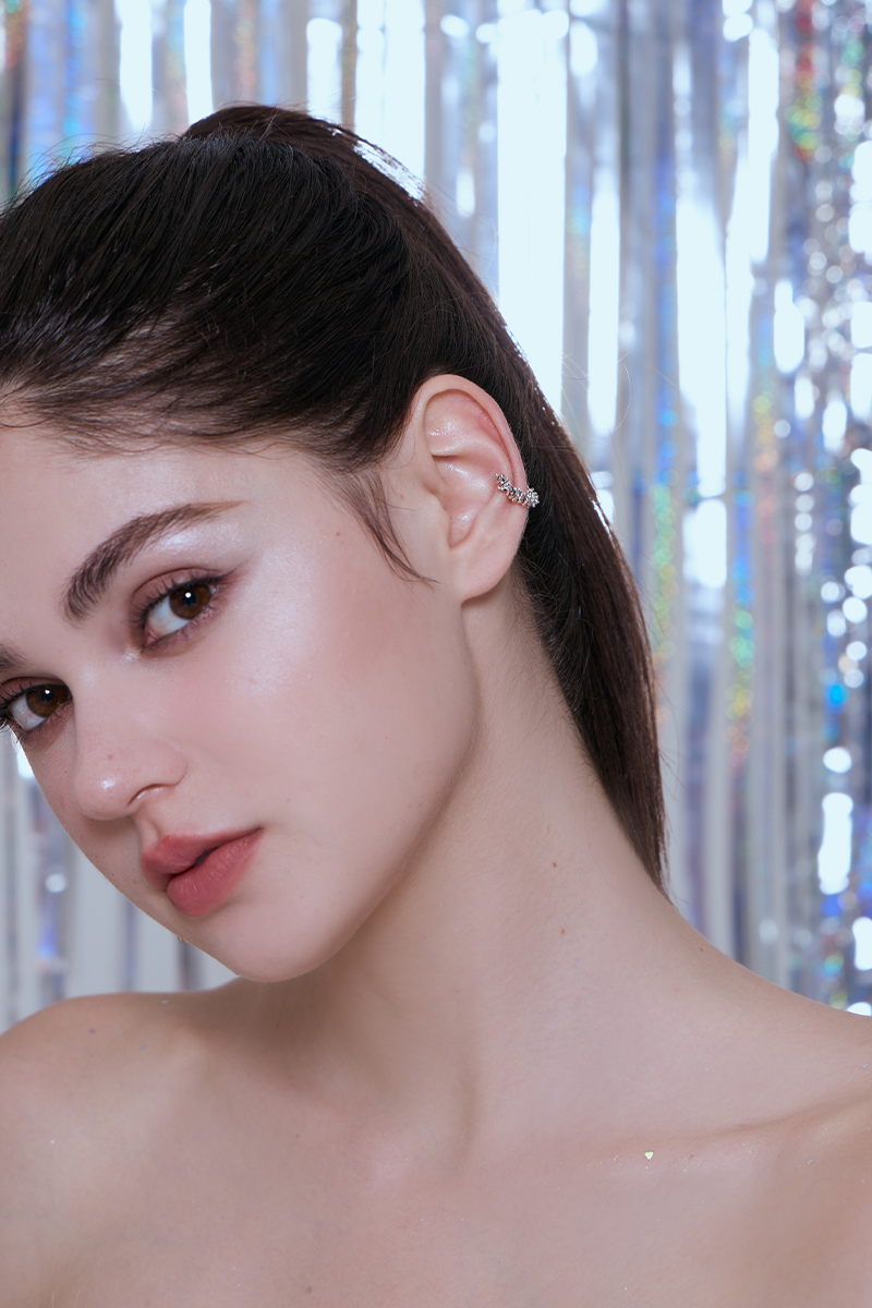 甜酷閃耀切面耳骨夾(銀)