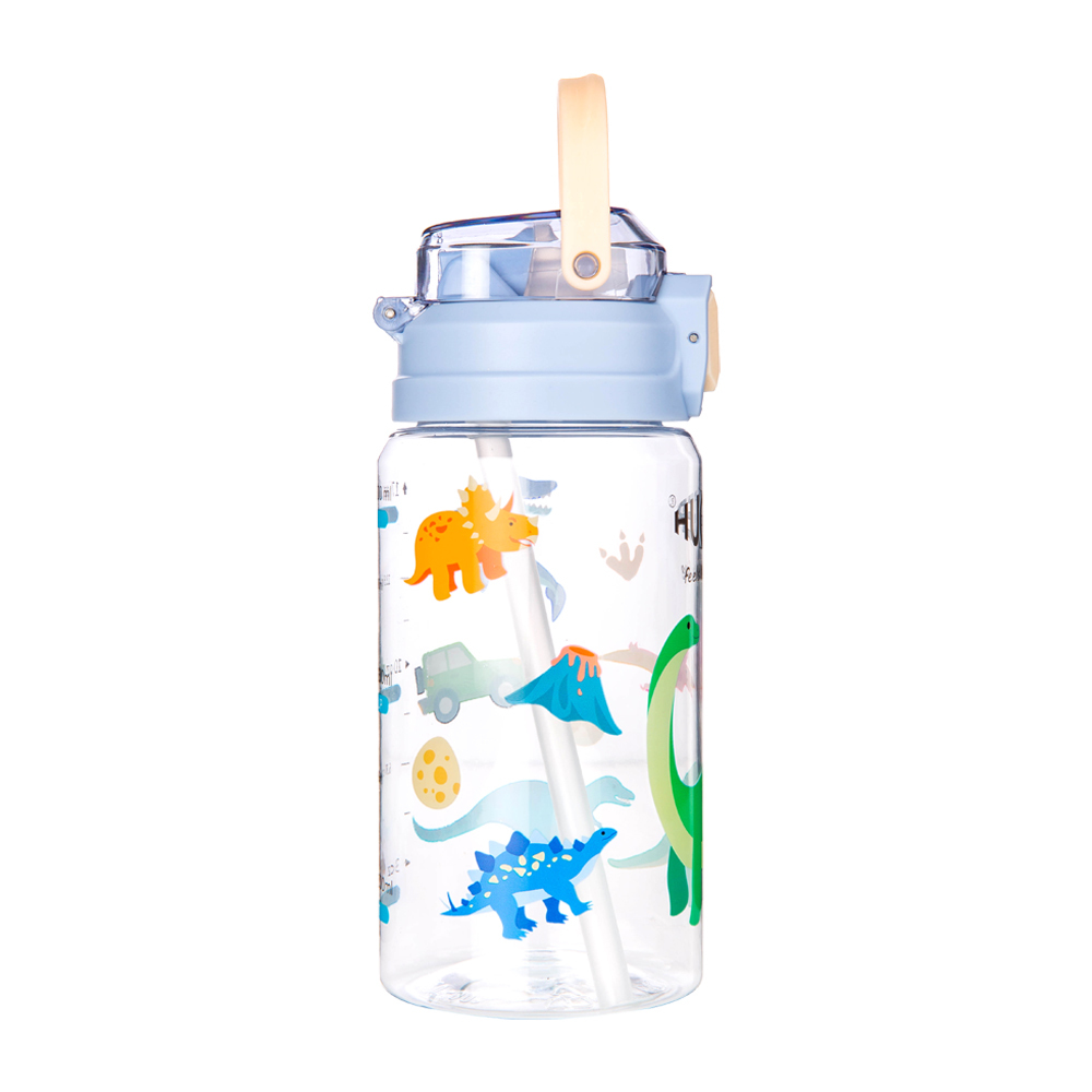 Tritan 彈蓋吸管水壺550ml 快樂恐龍