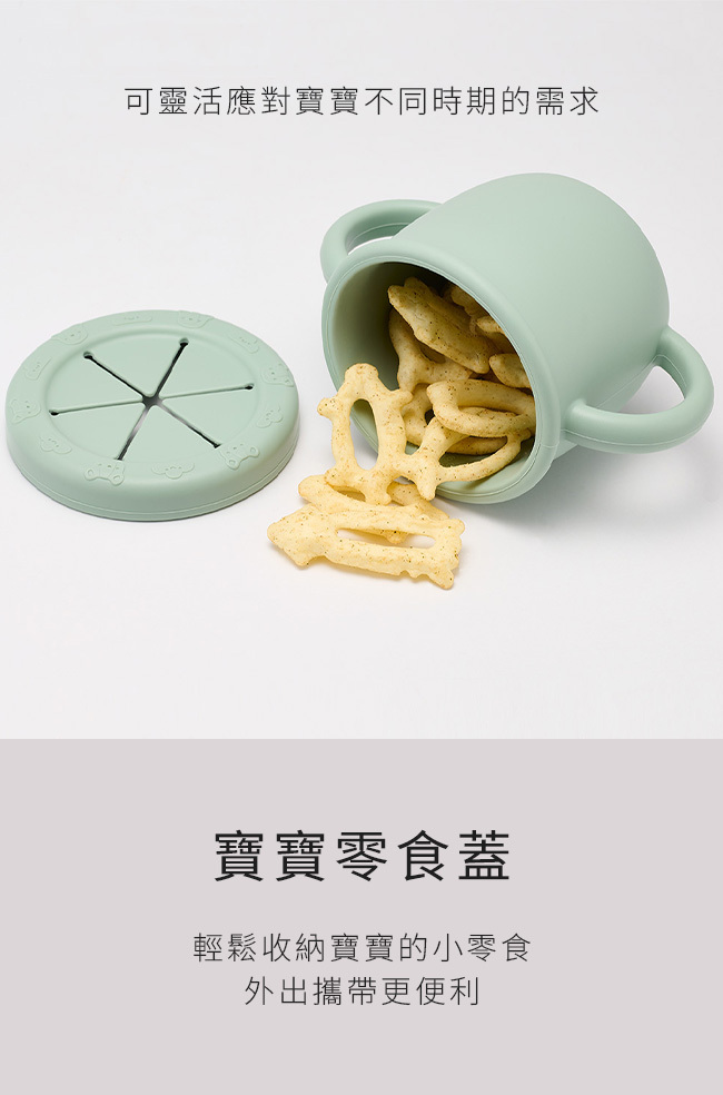3 in 1 矽膠雙耳學習水杯組-寶寶零食蓋