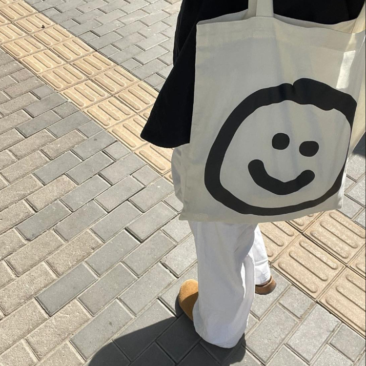 韓國 ooowl 大笑臉環保帆布包