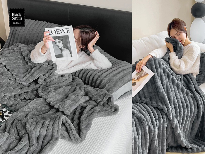 Black Smith 牛奶絨多用途毛氈_灰色