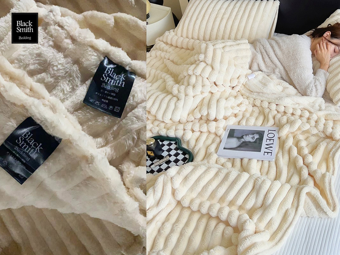 Black Smith 牛奶絨多用途毛氈_白色