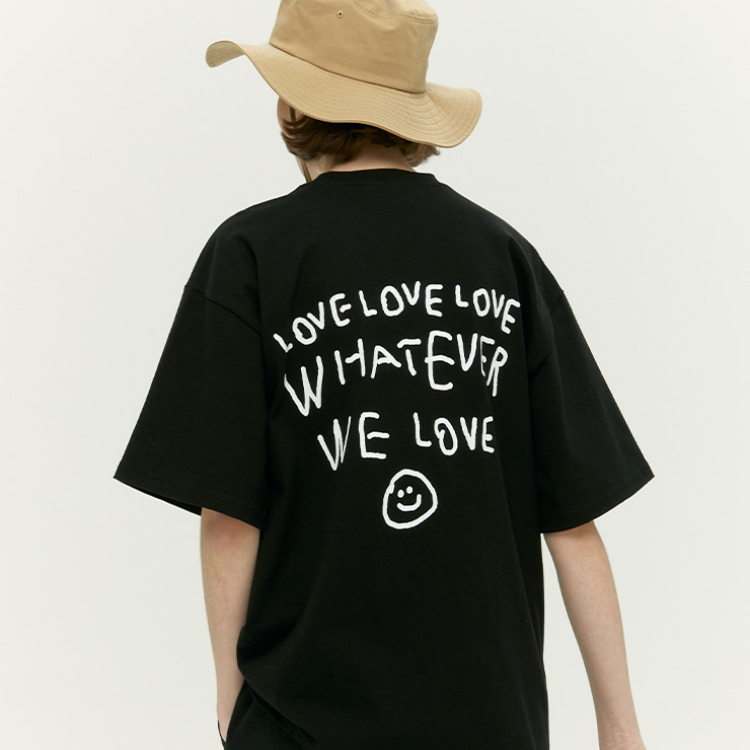 韓國 ooowl 塗鴉文字踢 WE LOVE 黑
