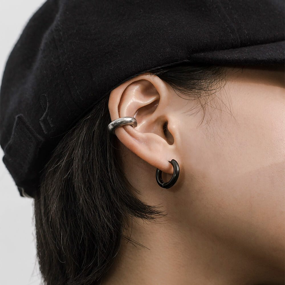 RECOVERY 基本3MM小圈形耳環 (霧黑)