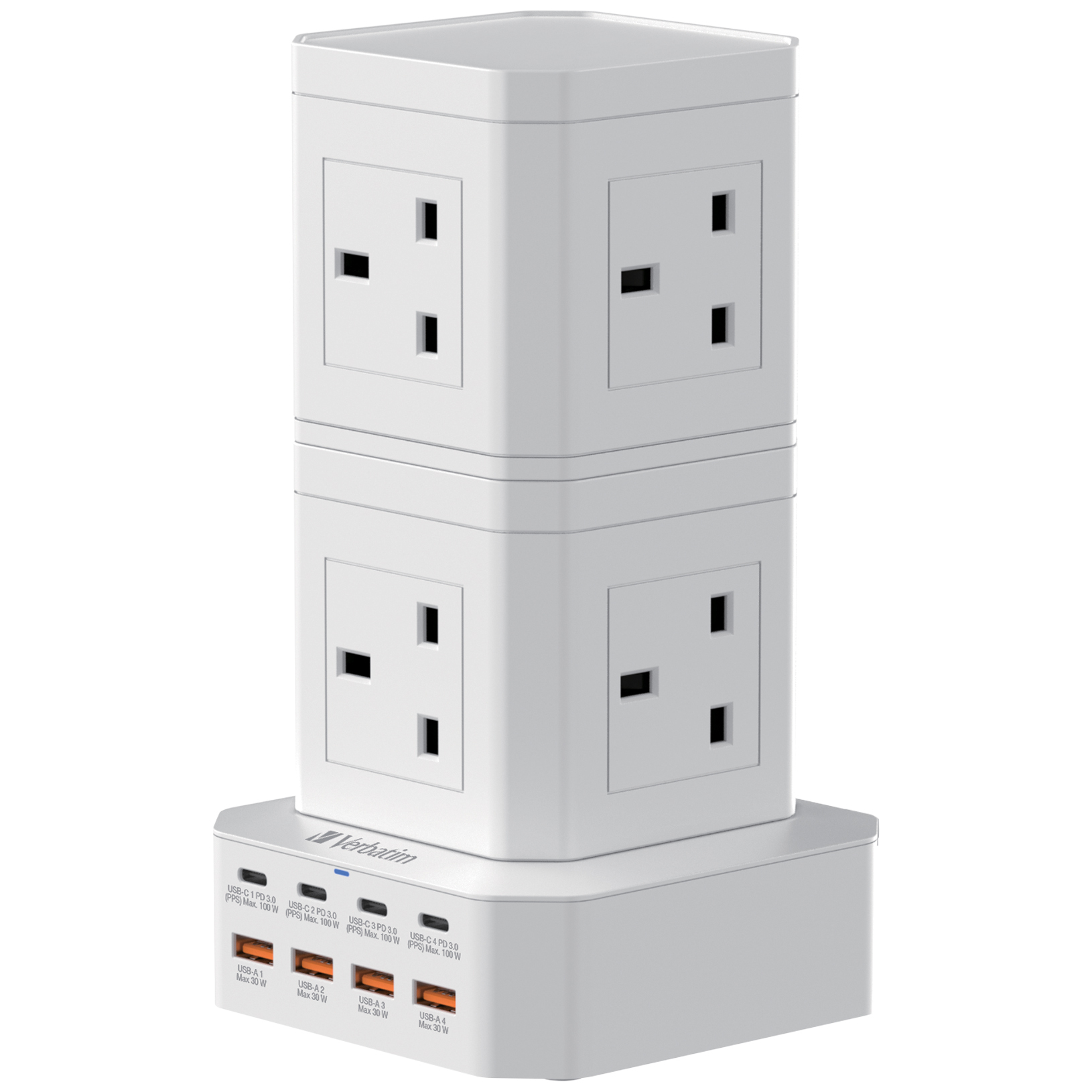 8個AC插座 + 8端口 100W PD & QC 3.0 電源拖板