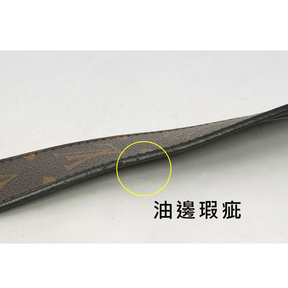 【Louis Vuitton / LV】Monogram 拼牛皮雙色肩背帶(棕色/黑色) J02288