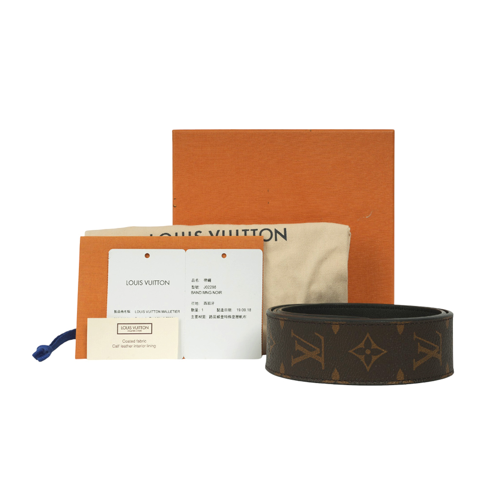 【Louis Vuitton / LV】Monogram 拼牛皮雙色肩背帶(棕色/黑色) J02288