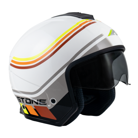 ASTONE SK6 白/VA2灰 彩繪 複合式帽款