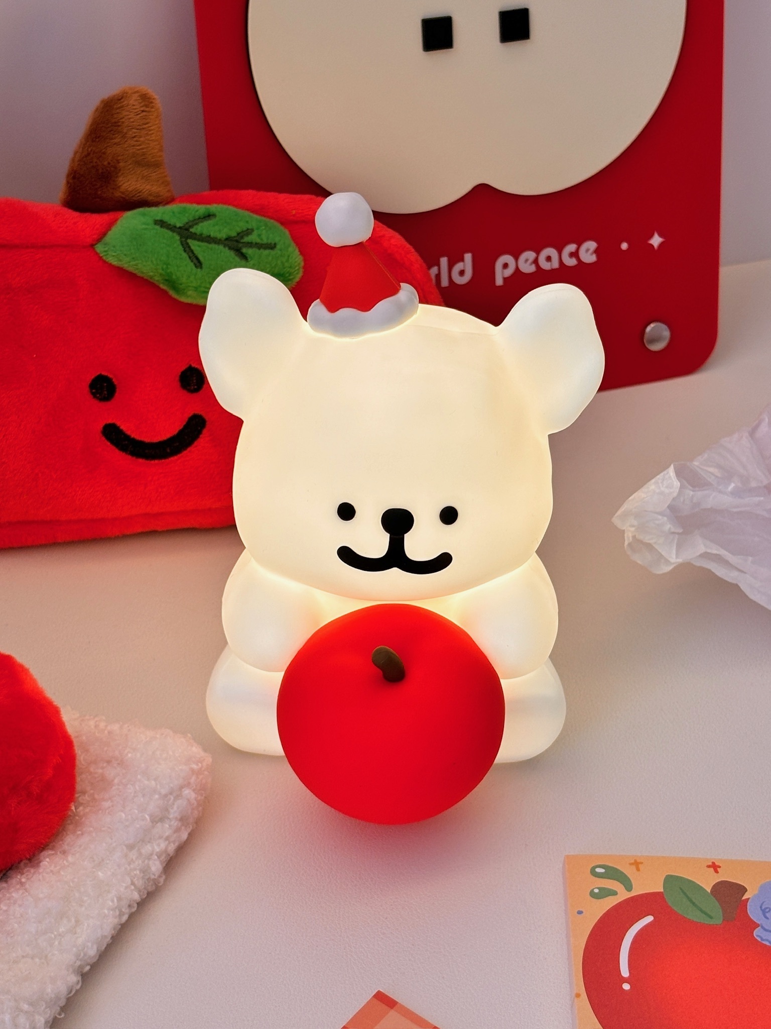 MALTESE 線條小狗 官方授權  蘋果 拍拍夜燈 小燈 擺設 公仔 / 預購