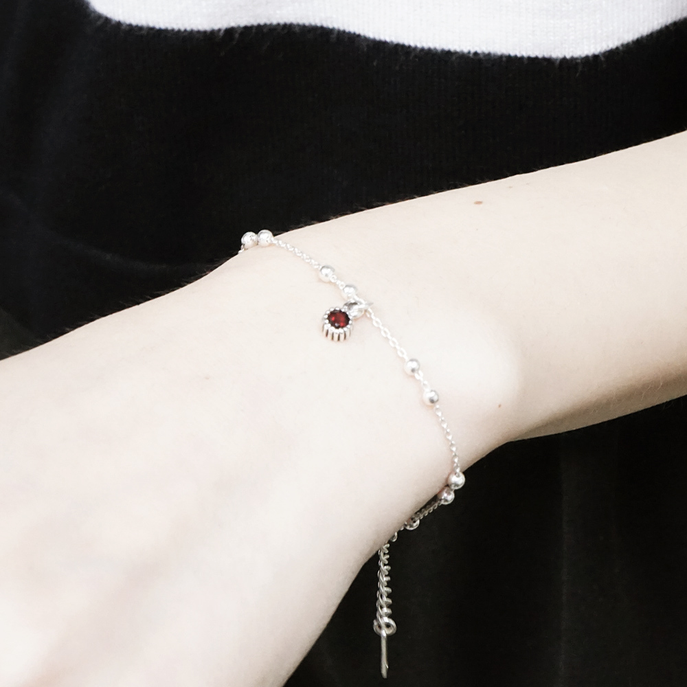 12星座 星座守護石 雙圓珠設計 925純銀手鍊 女生手鍊 生日禮物 天然石系列