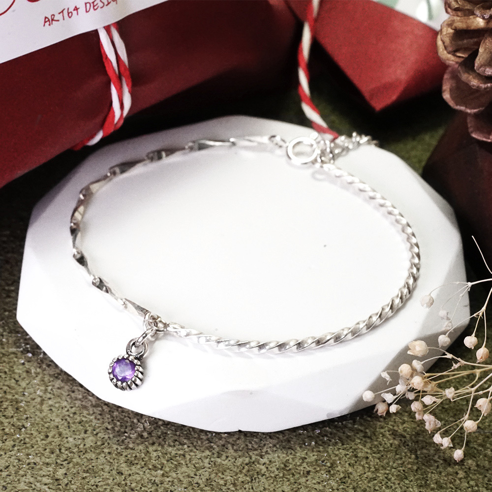 12星座 星座守護石 半半手鍊 925純銀手鍊 女生手鍊 生日禮物 天然石系列