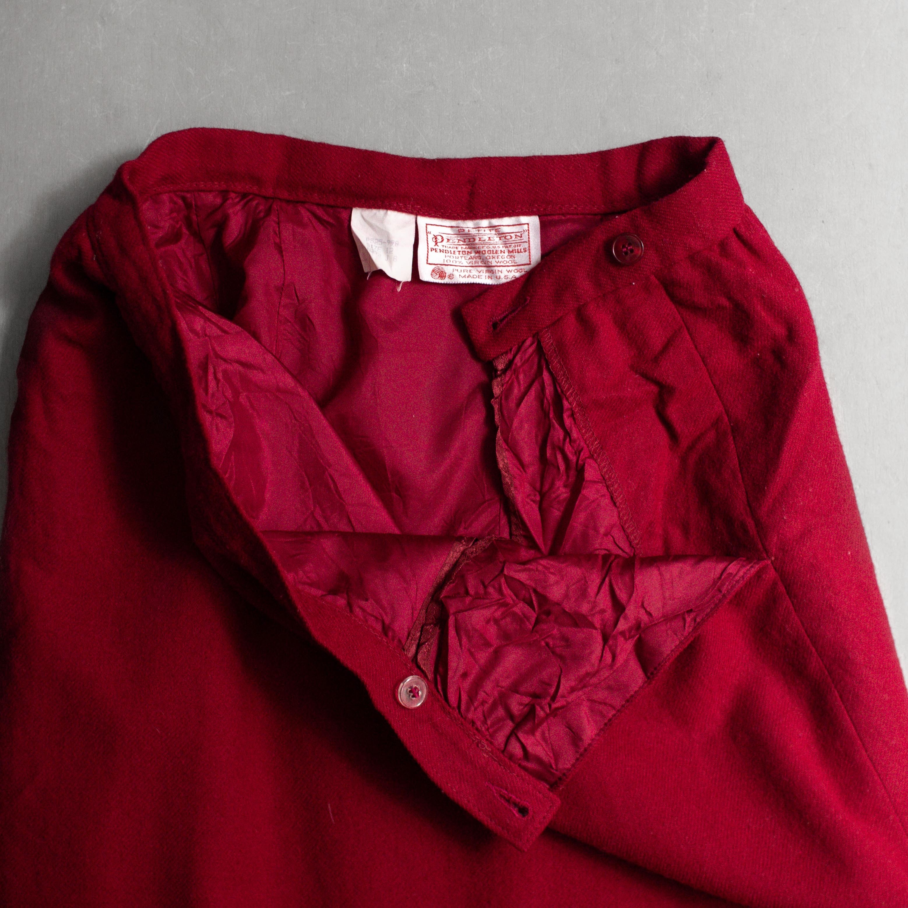 PENDLETON WOOL SKIRTS 美國製 酒紅 羊毛 素面 及膝窄裙 裙子