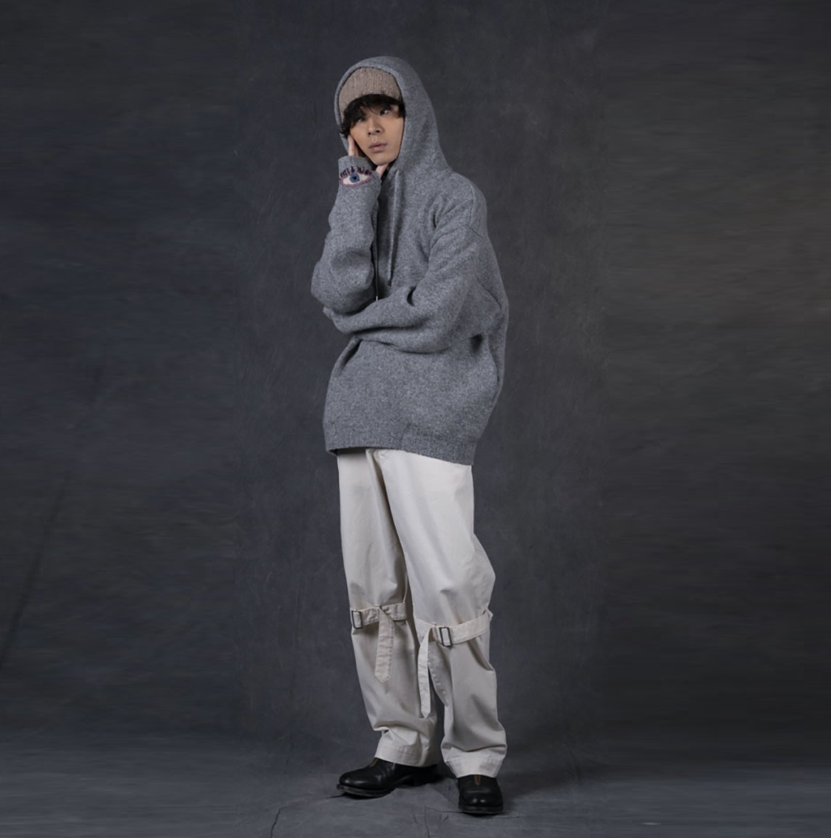 KAPITAL 5G WOOL HOODED SWEATER (SPEAKEASY EMBROIDERY) - GREY PRE ORDER ITEM (預訂中)