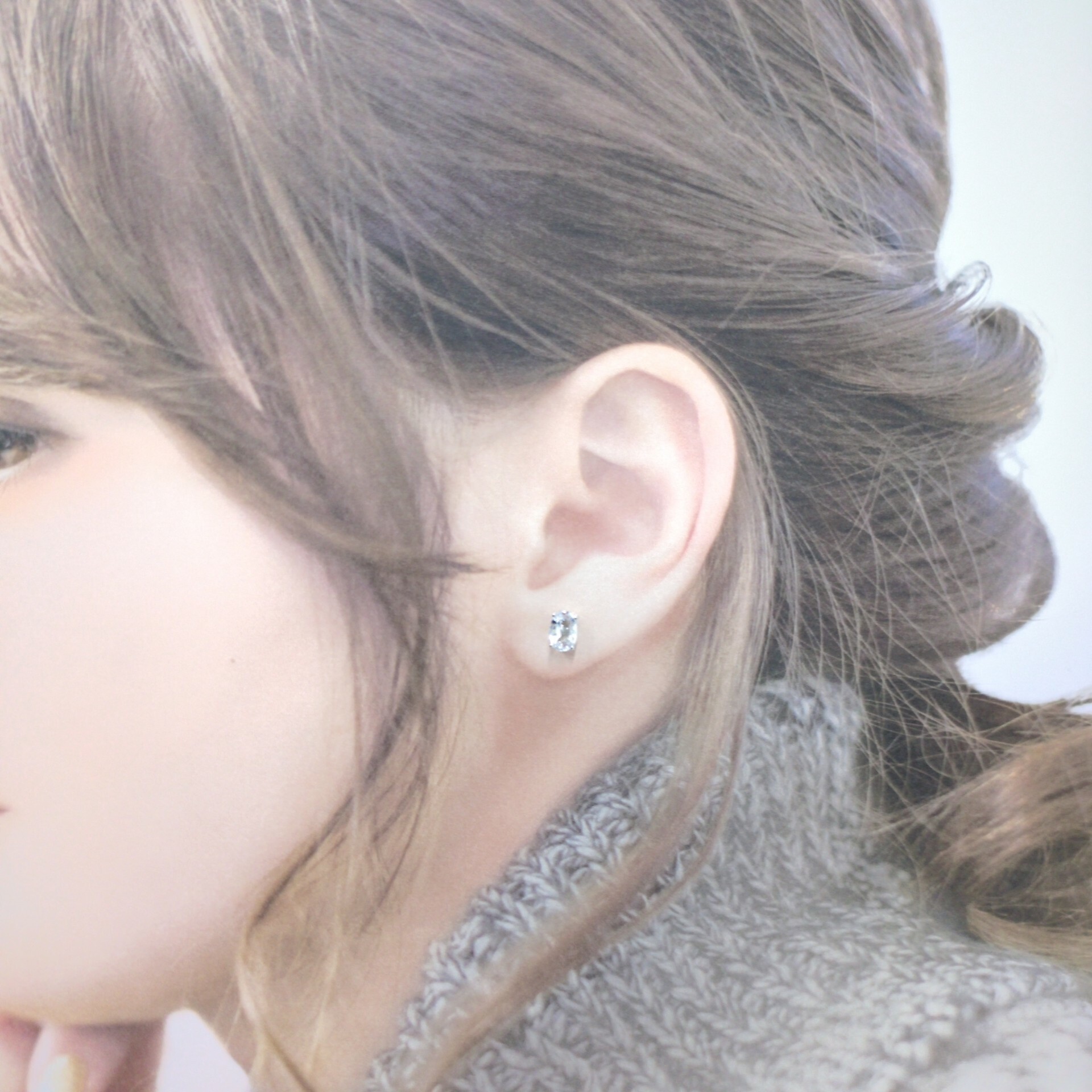 全新18K白金【主石1卡52份藍寶石】耳環