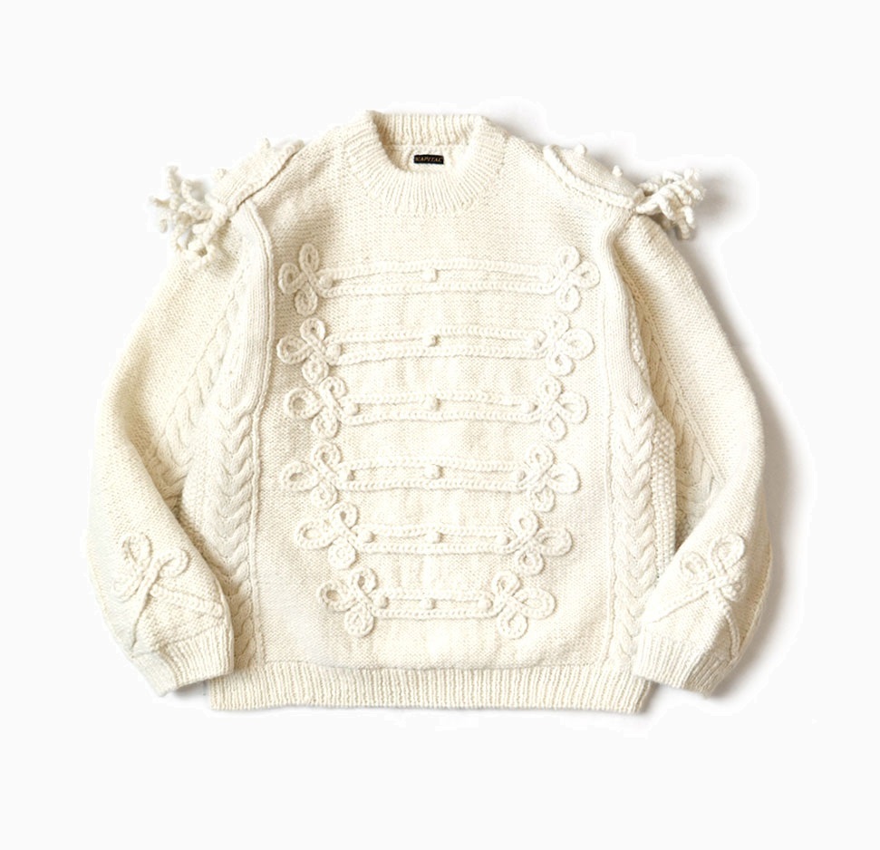 KAPITAL WOOL HAND KNIT NAPOLEON SWEATER - IVORY PRE ORDER ITEM (預訂中)