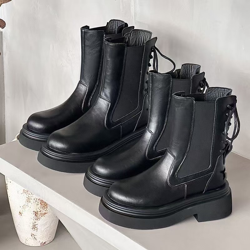 小黑妞真皮短靴