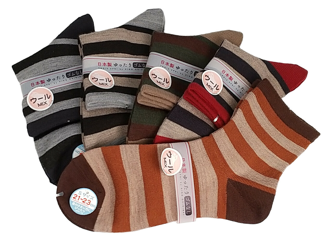 日式橫間圖案襪 (日本製)