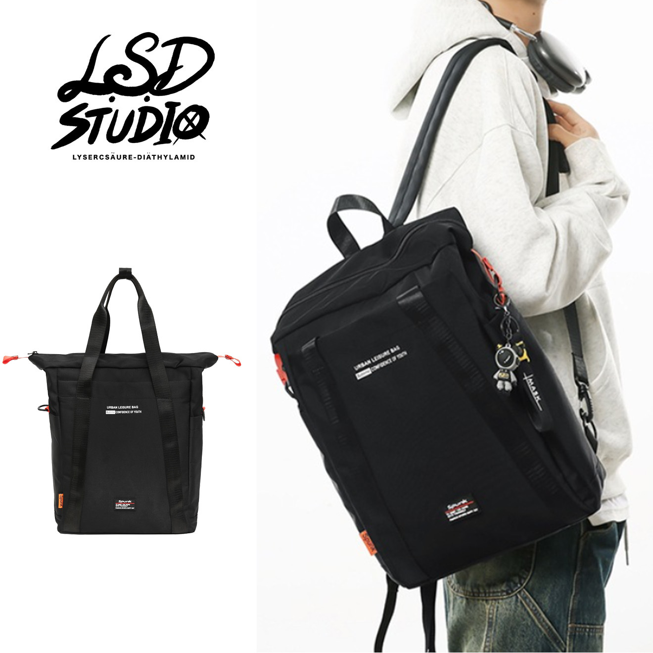 【BGGS018】直立織帶設計輕便兩用背包托特/雙肩包