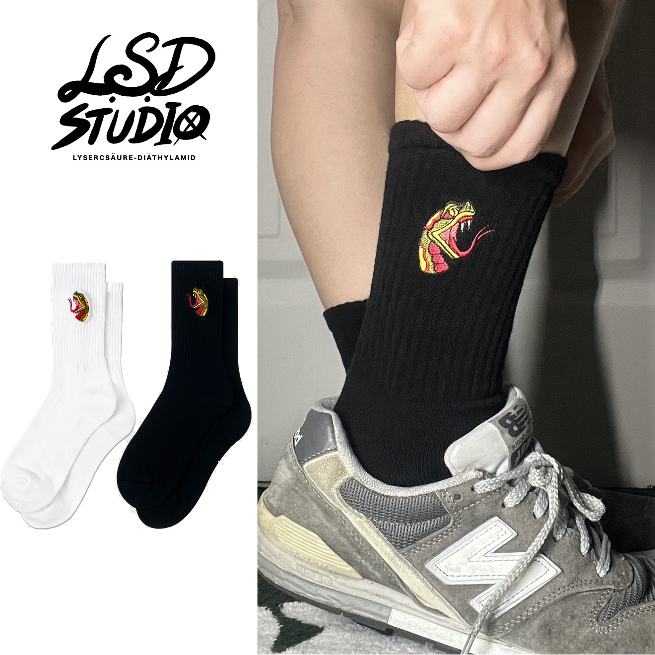 【SCSXU14】毒液蛇圖騰刺繡毛巾襪