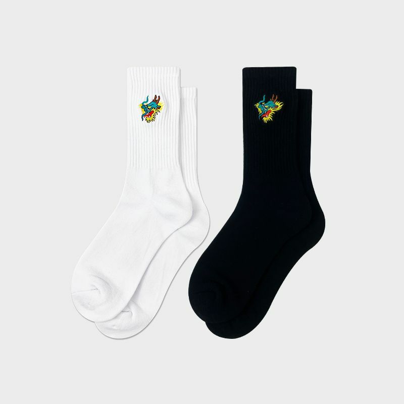 【SCSXU15】神龍彩色騰刺繡毛巾襪