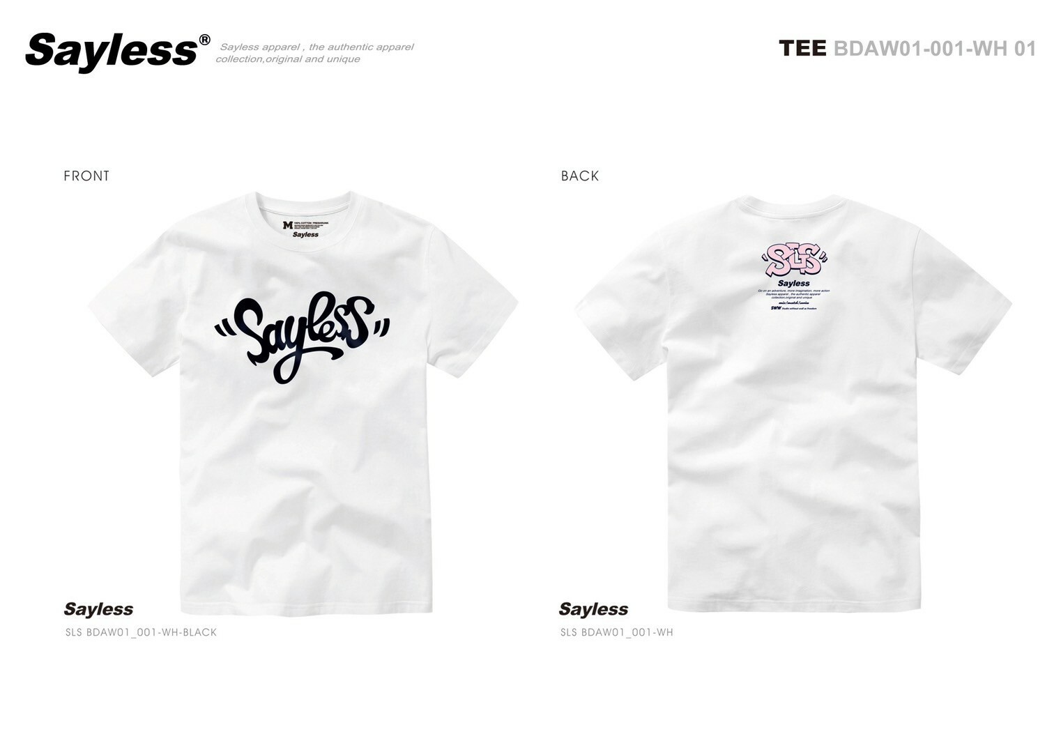 SAYLESS 大LOGO白底黑字短袖 T