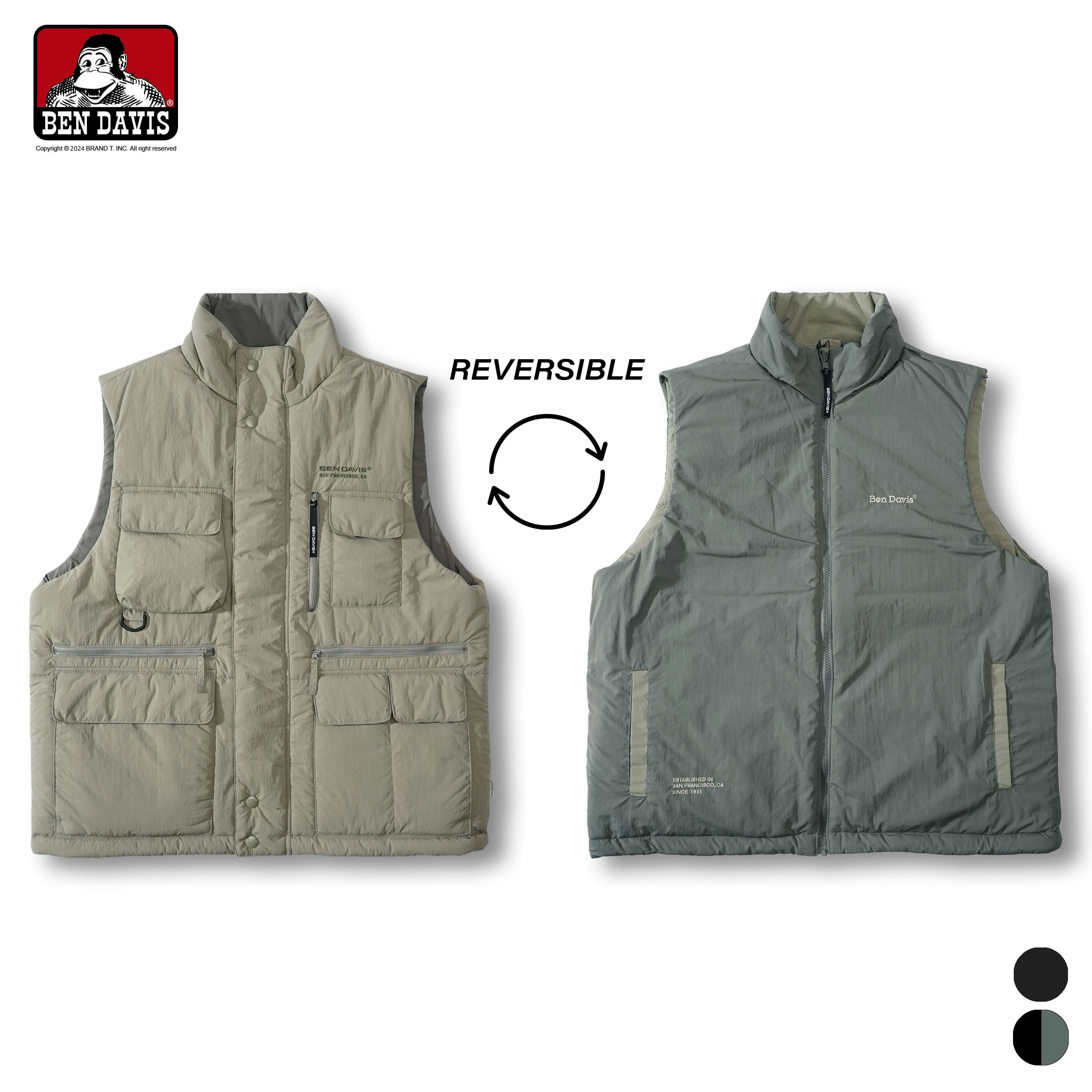 【BEN DAVIS】RV FISHING PUFFER VEST 軍裝 多口袋 鋪棉 釣魚 雙面穿 背心 2