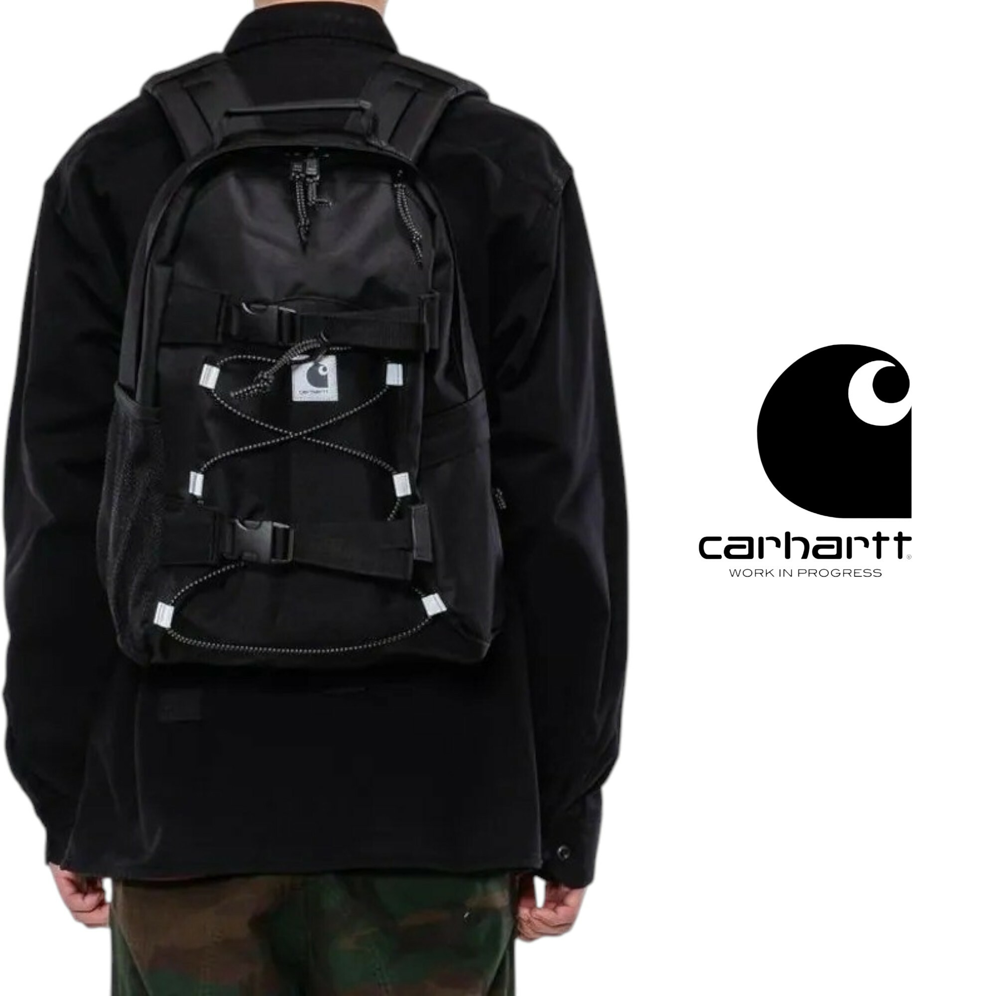 2025AW Carhartt WIP reflective KICKFLIP BACKPACK 黑銀 後背包 反光 LOGO 旅行 大容量 A182058