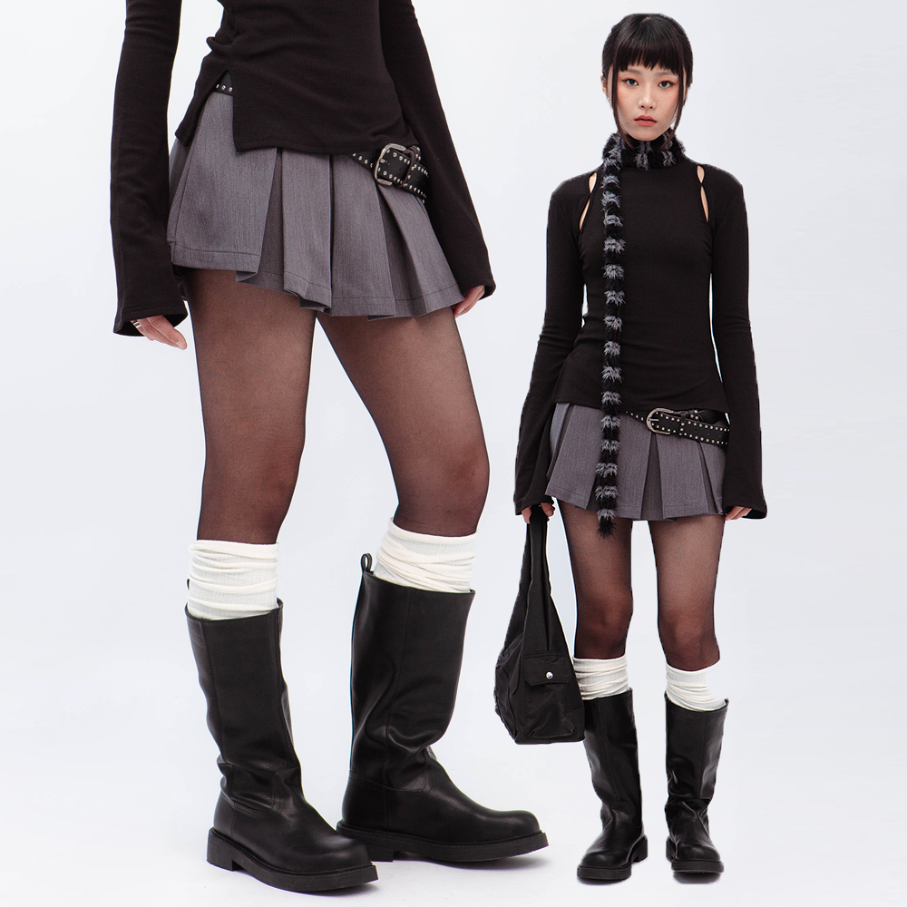 寬版迷你百摺裙(in stock!)