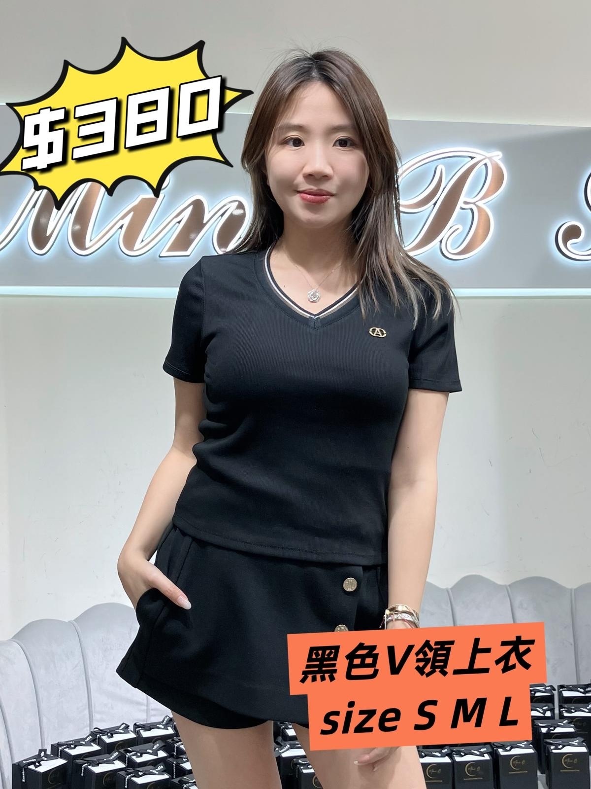 DALLA A 黑色V領上衣 -T