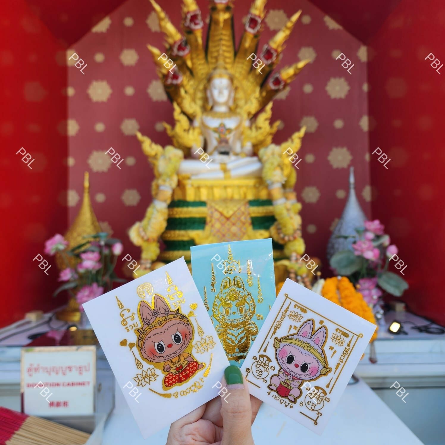 泰國 Labubu招財/守財經文手機貼