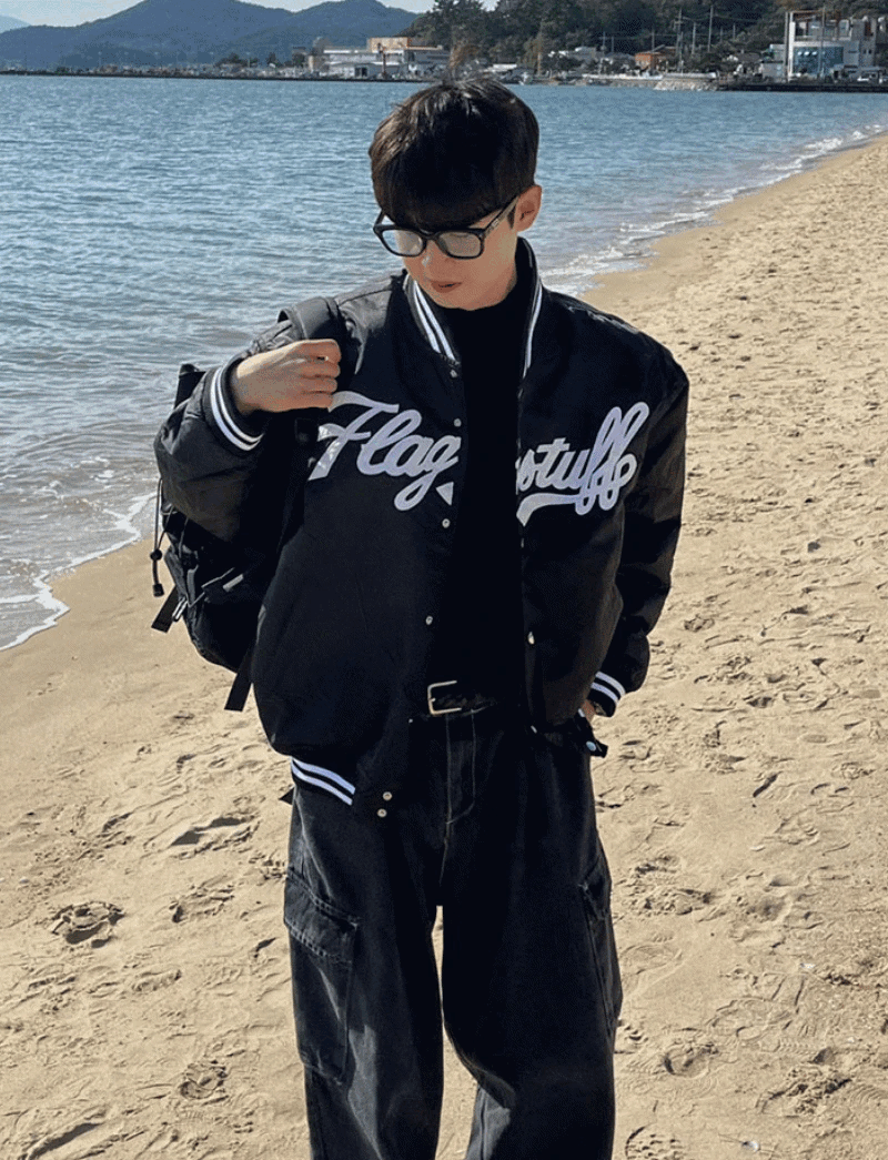 旗幟款大學風棉服夾克