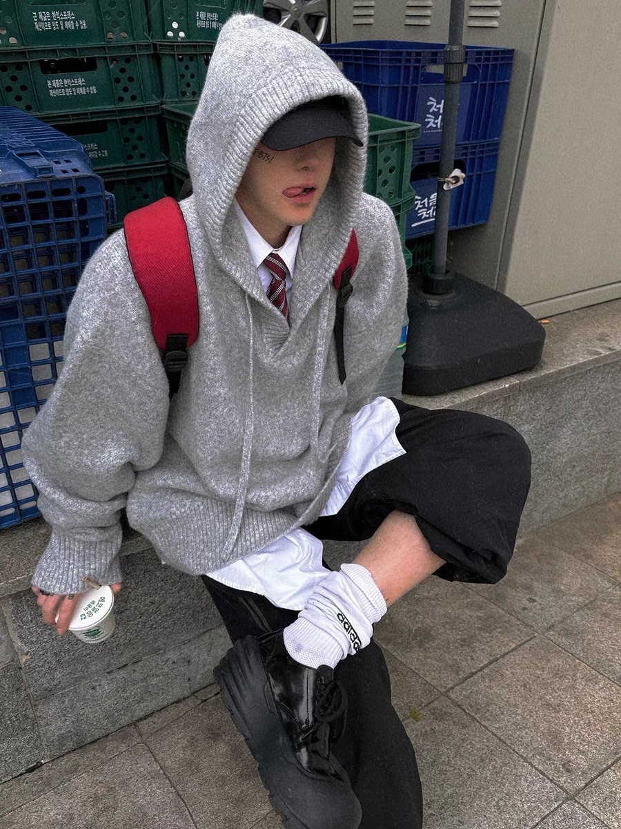 Aurocean 毛絨絨連帽羊毛重磅針織秋冬加厚保暖帽衫