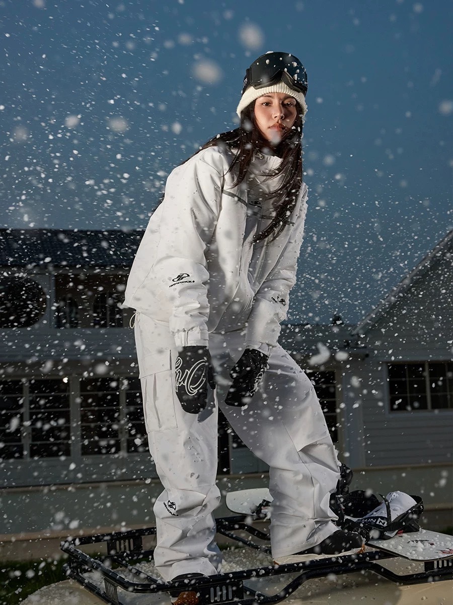 harshandcruel 復古運動保暖寬鬆可調整刺繡登山滑雪套裝