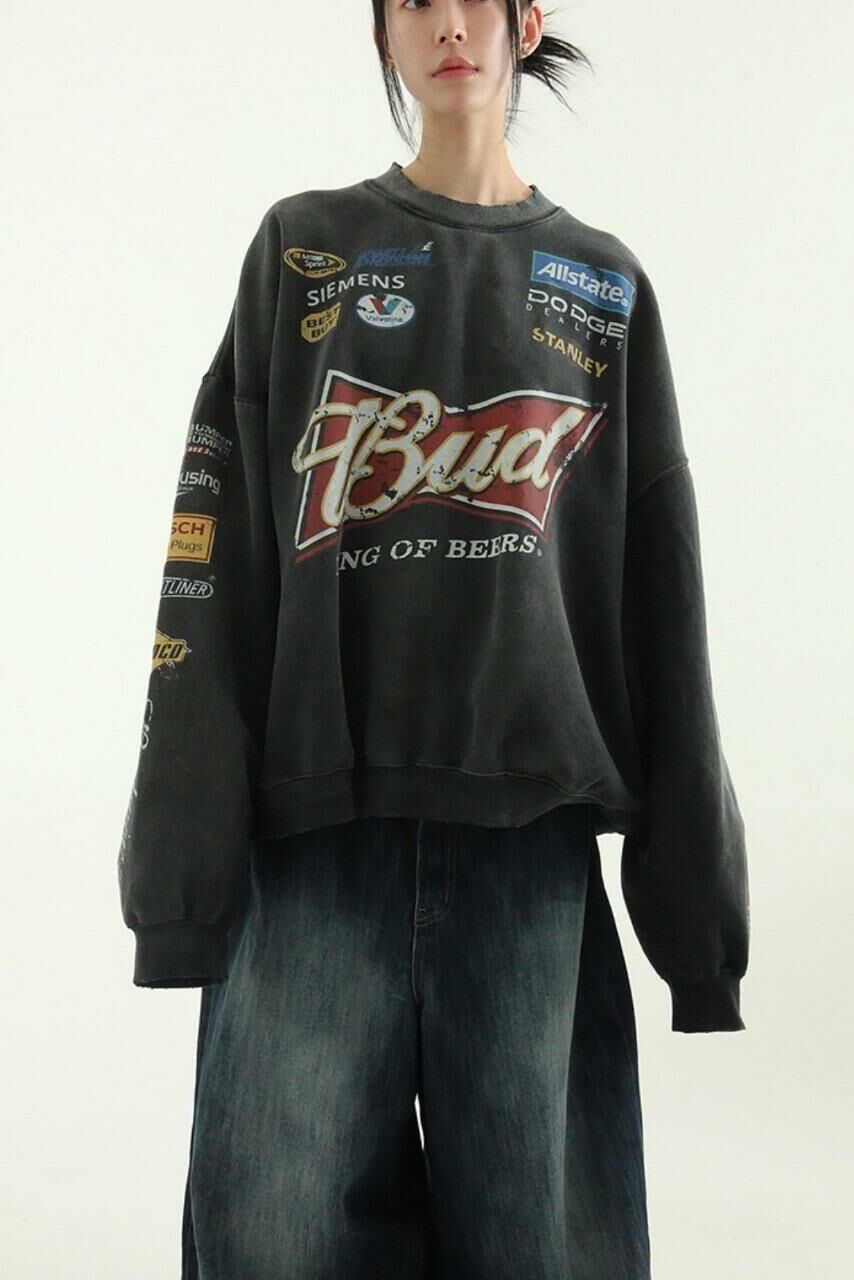 洗水英文字圖案衛衣(薄抓毛底) ARCHIVE-271T