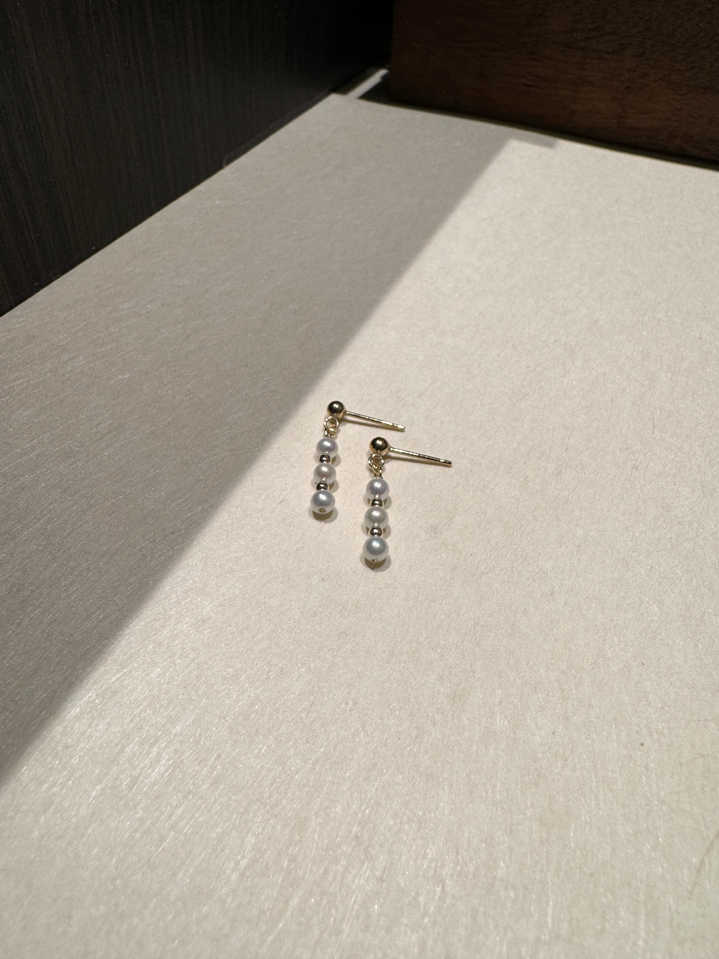 可愛三顆串串珍珠耳環