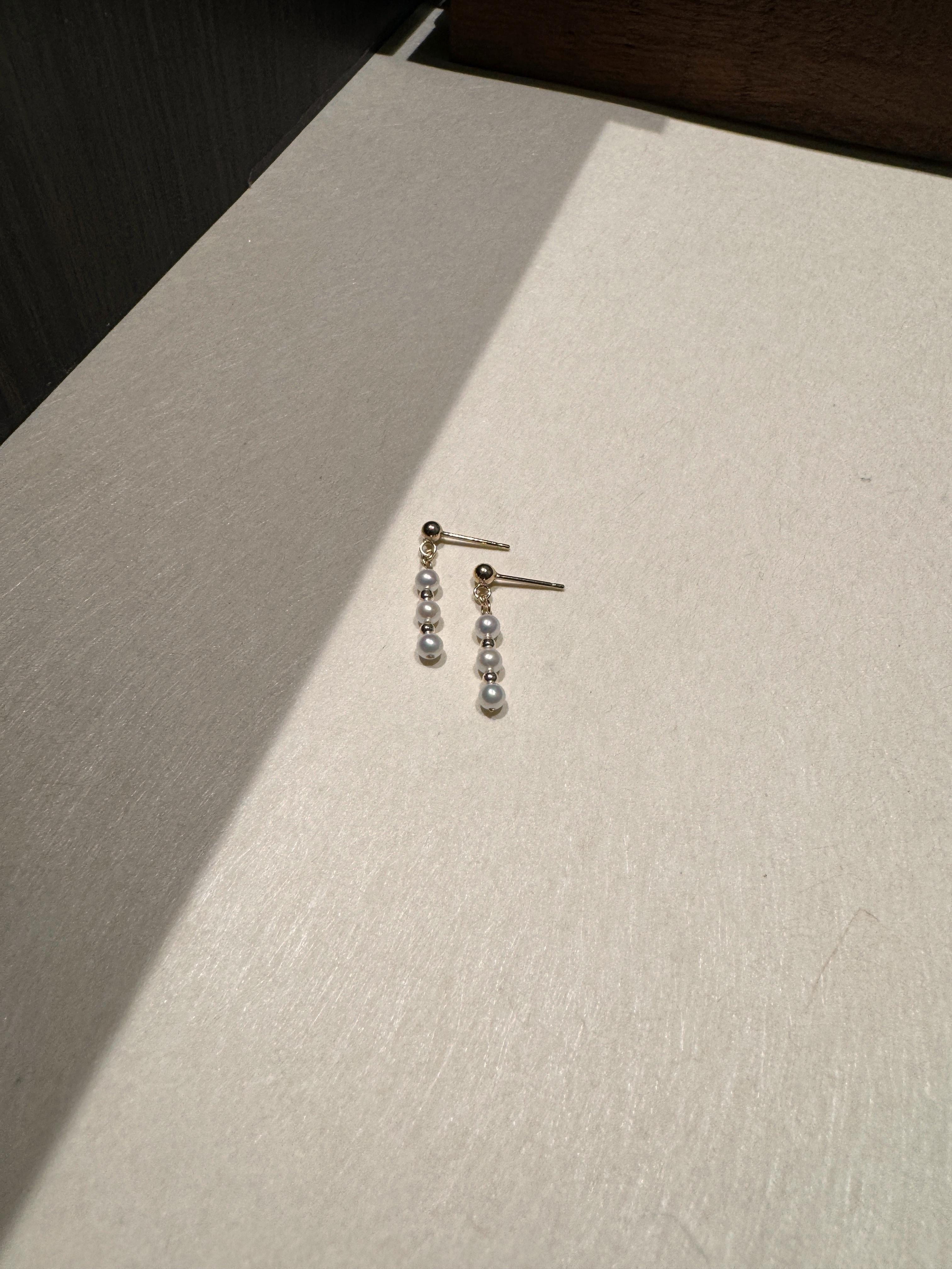 可愛三顆串串珍珠耳環