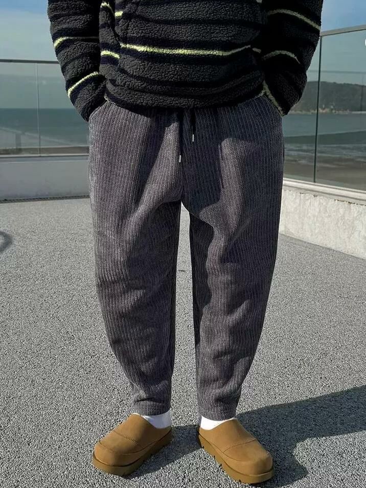 拼色暗紋鬆身褲(薄抓毛底) PEACOCK-114P