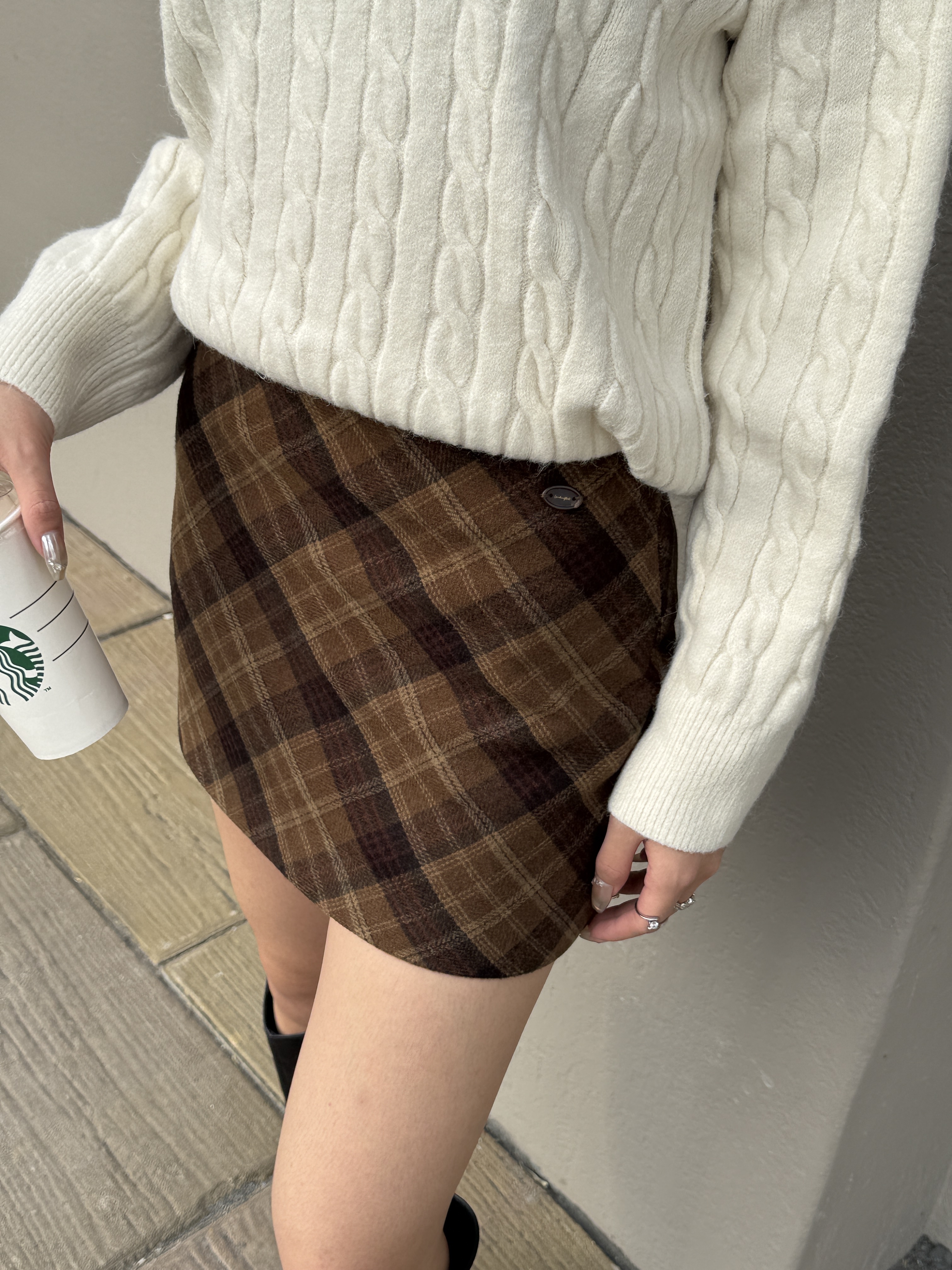 提拉米蘇 尼料格子裙 (2colors)