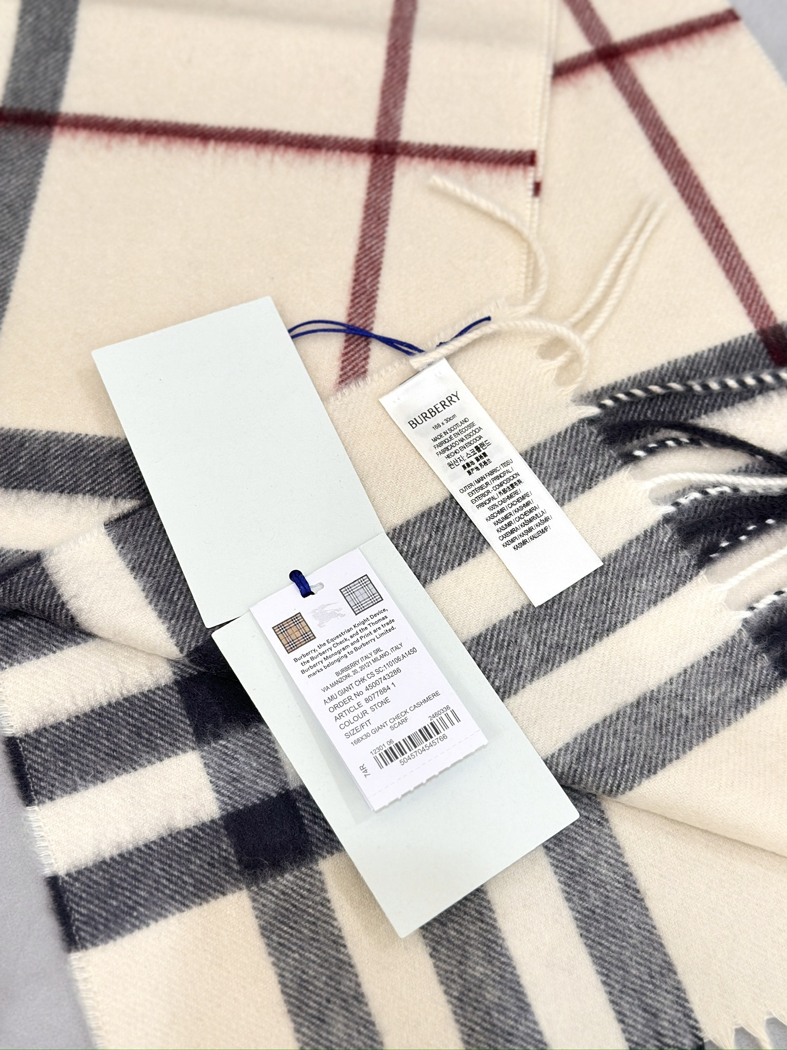BURBERRY Check Cashmere Scarf