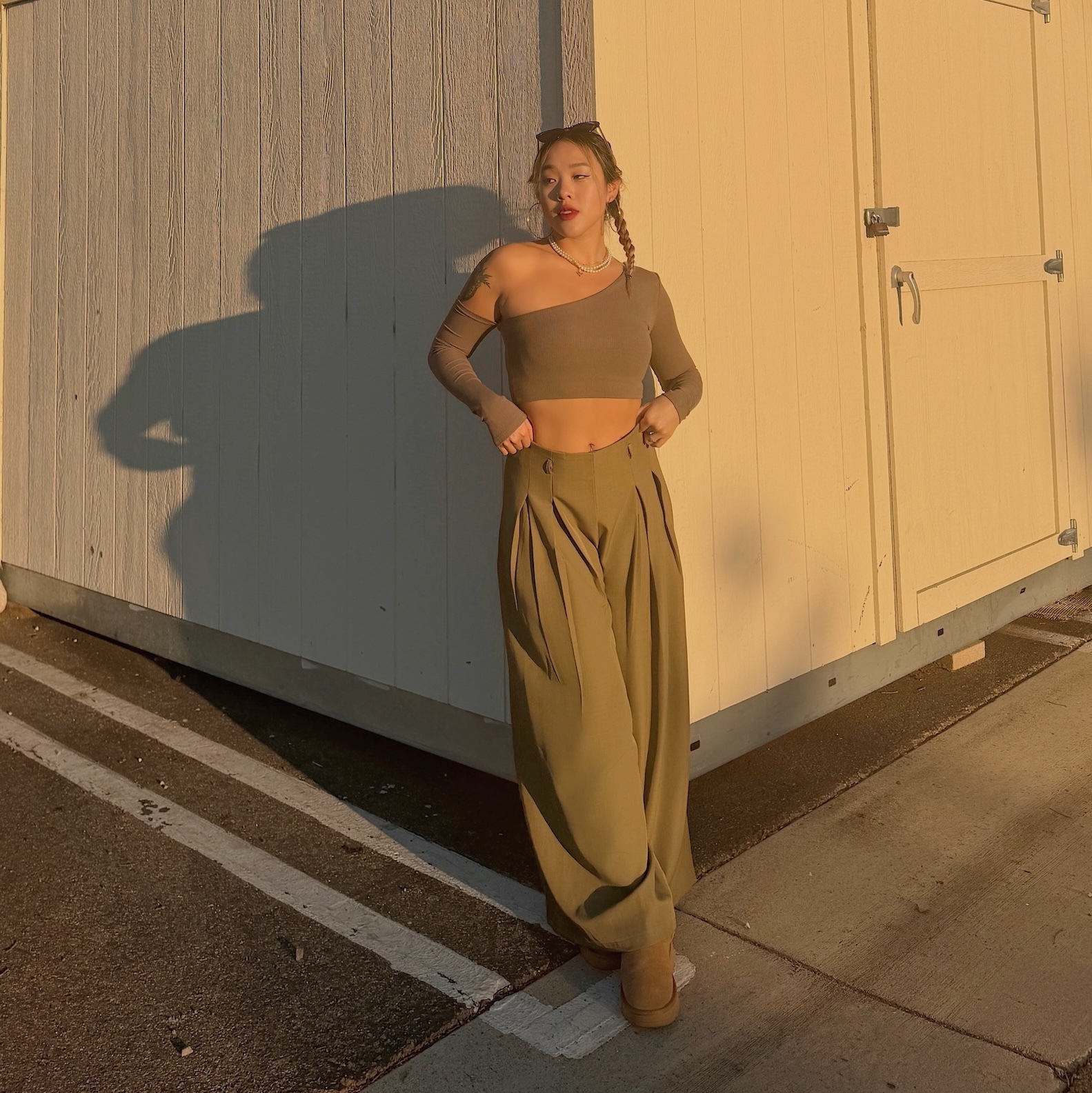 美式高腰超寬西裝褲(2色)